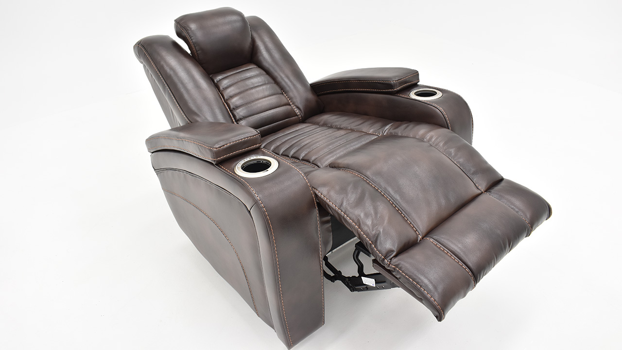 Milan POWER Reclining Sofa Set with Lights Brown Home Furniture