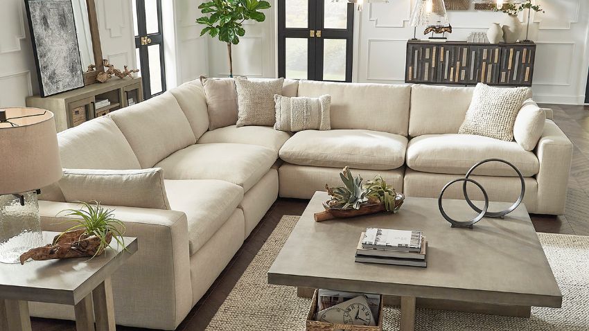 Elyza Sectional Sofa - Off White | Home Furniture Plus Bedding and ...