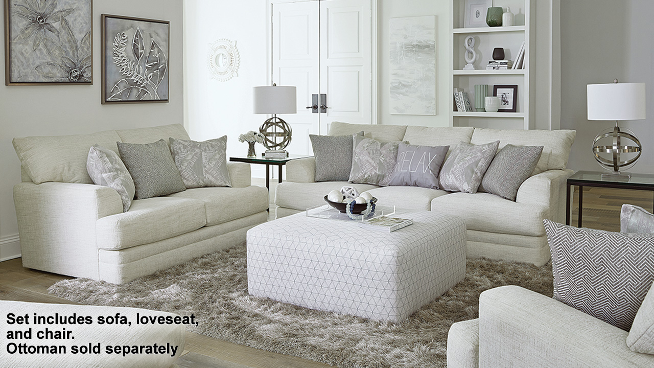 Zeller Sofa Set Off White Home Furniture Plus Bedding and Mattress