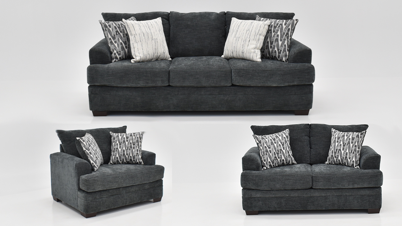 Aden Sofa Set Gray Home Furniture Plus Bedding and Mattress Center