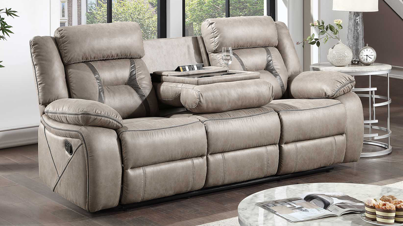 Tyson Reclining Sofa Taupe Home Furniture Plus Bedding and Mattress Center