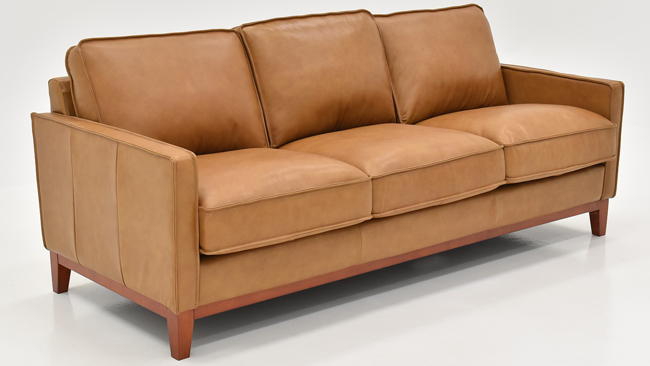 Newport Leather Sofa - Camel | Home Furniture Plus Bedding and Mattress ...
