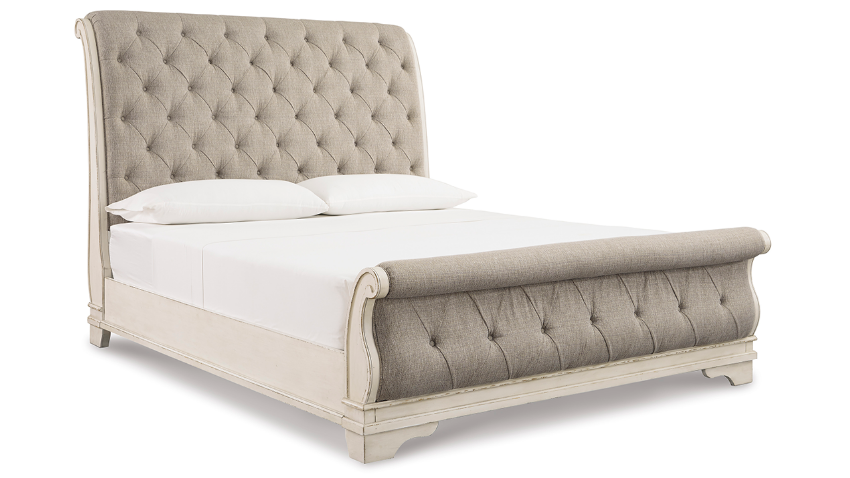 Realyn King Sleigh Bed Set - Off White | Home Furniture Plus Bedding ...