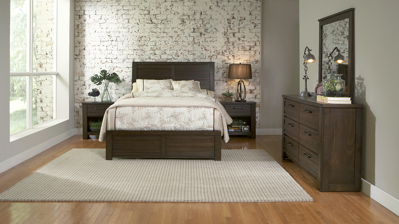 Ruff Hewn Queen Bedroom Set Brown Home Furniture Plus Bedding and